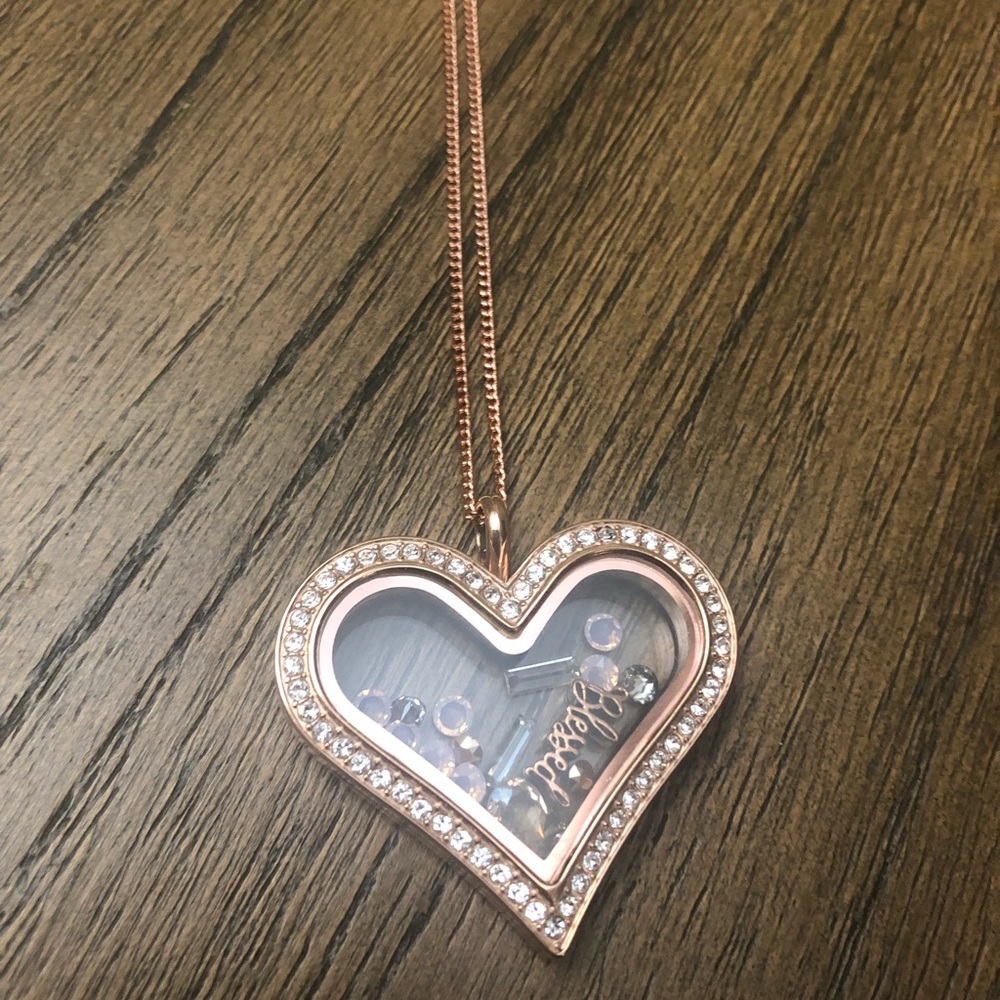 Origami Owl Rose Gold Heart shaped locket